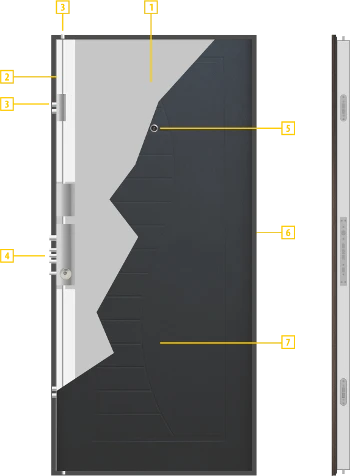 Схема устройство на крилото на блиндирана входна врата модел 701-B